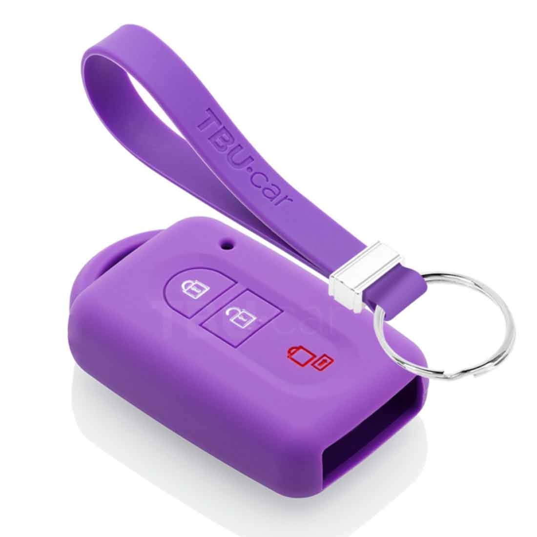 TBU car TBU car Autoschlüssel Hülle kompatibel mit Nissan 2 Tasten (Keyless Entry) - Schutzhülle aus Silikon - Auto Schlüsselhülle Cover in Violett