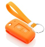 TBU car TBU car Autoschlüssel Hülle kompatibel mit Nissan 2 Tasten - Schutzhülle aus Silikon - Auto Schlüsselhülle Cover in Orange