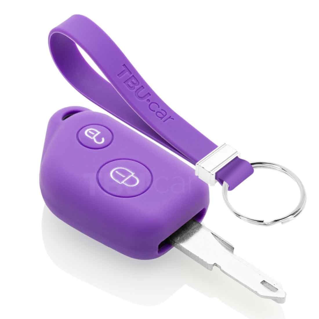 TBU car TBU car Car key cover compatible with Peugeot - Silicone Protective Remote Key Shell - FOB Case Cover - Purple