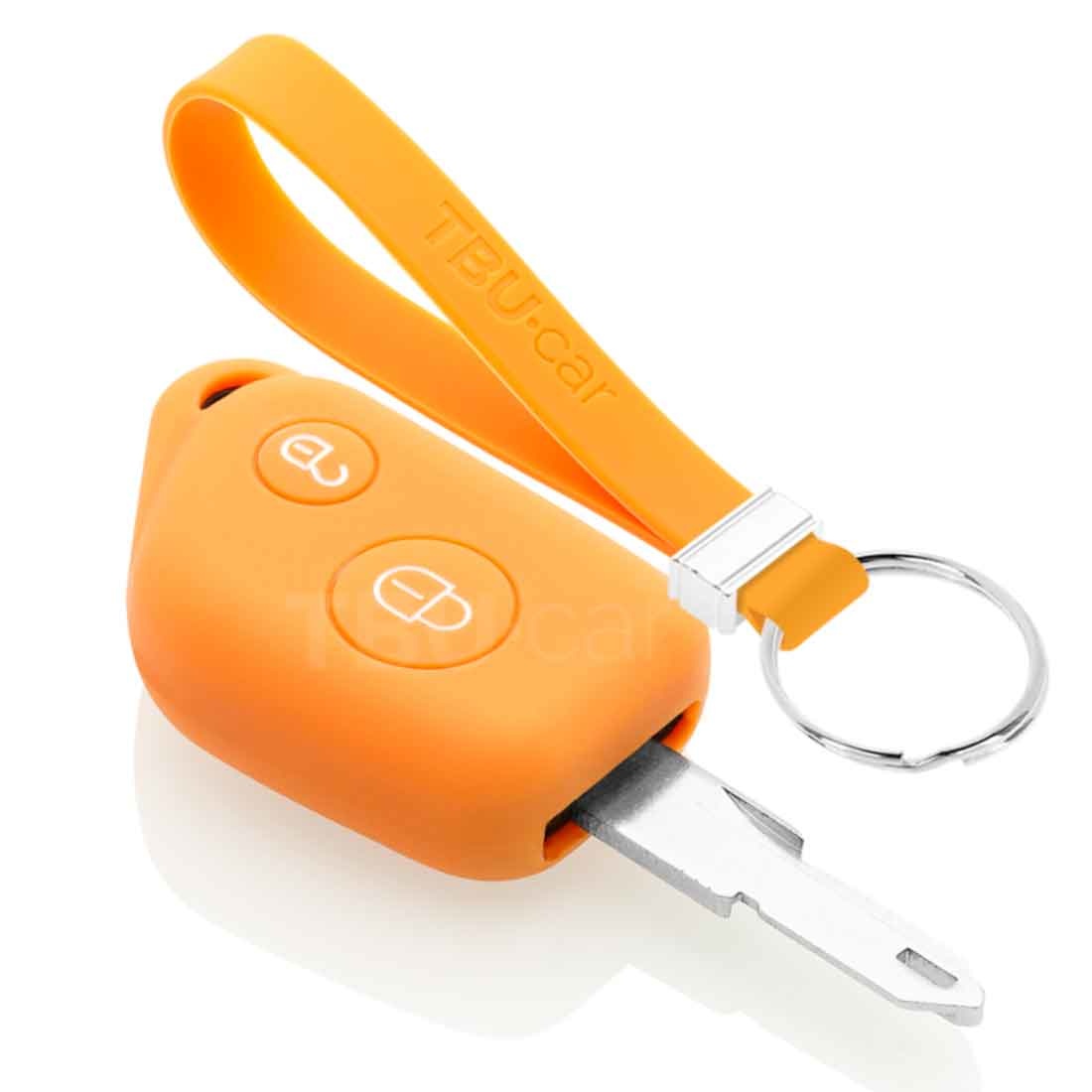 TBU car TBU car Housse de Protection clé compatible avec Peugeot - Coque Cover Housse étui en Silicone - Orange