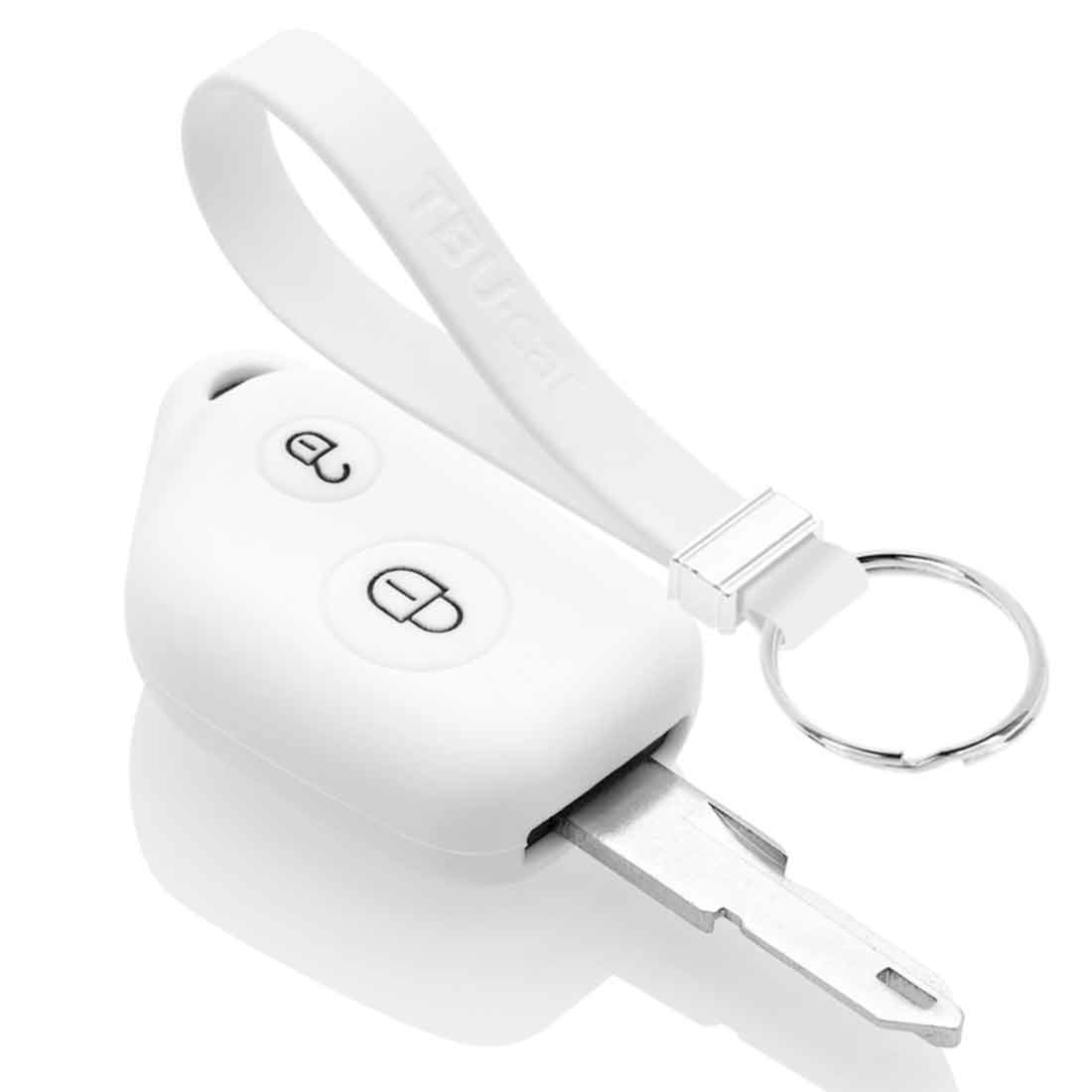 TBU car TBU car Autoschlüssel Hülle kompatibel mit Peugeot 2 Tasten - Schutzhülle aus Silikon - Auto Schlüsselhülle Cover in Weiß
