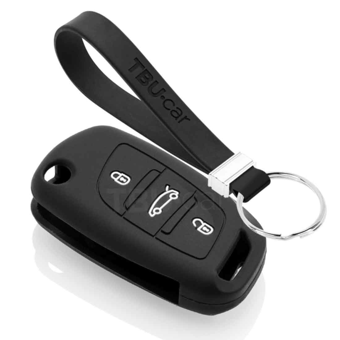 TBU car TBU car Car key cover compatible with Peugeot - Silicone Protective Remote Key Shell - FOB Case Cover - Black