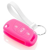 TBU car Peugeot Capa Silicone Chave do carro - Capa protetora - Tampa remota FOB - Fluor Rosa