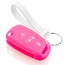 Capa para chave do carro compatível com Peugeot - Capa Protetora de Chave Remota de Silicone - Tampa Remota FOB - Fluor Rosa