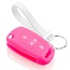 TBU car Car key cover compatible with Peugeot - Silicone Protective Remote Key Shell - FOB Case Cover - Fluor Pink