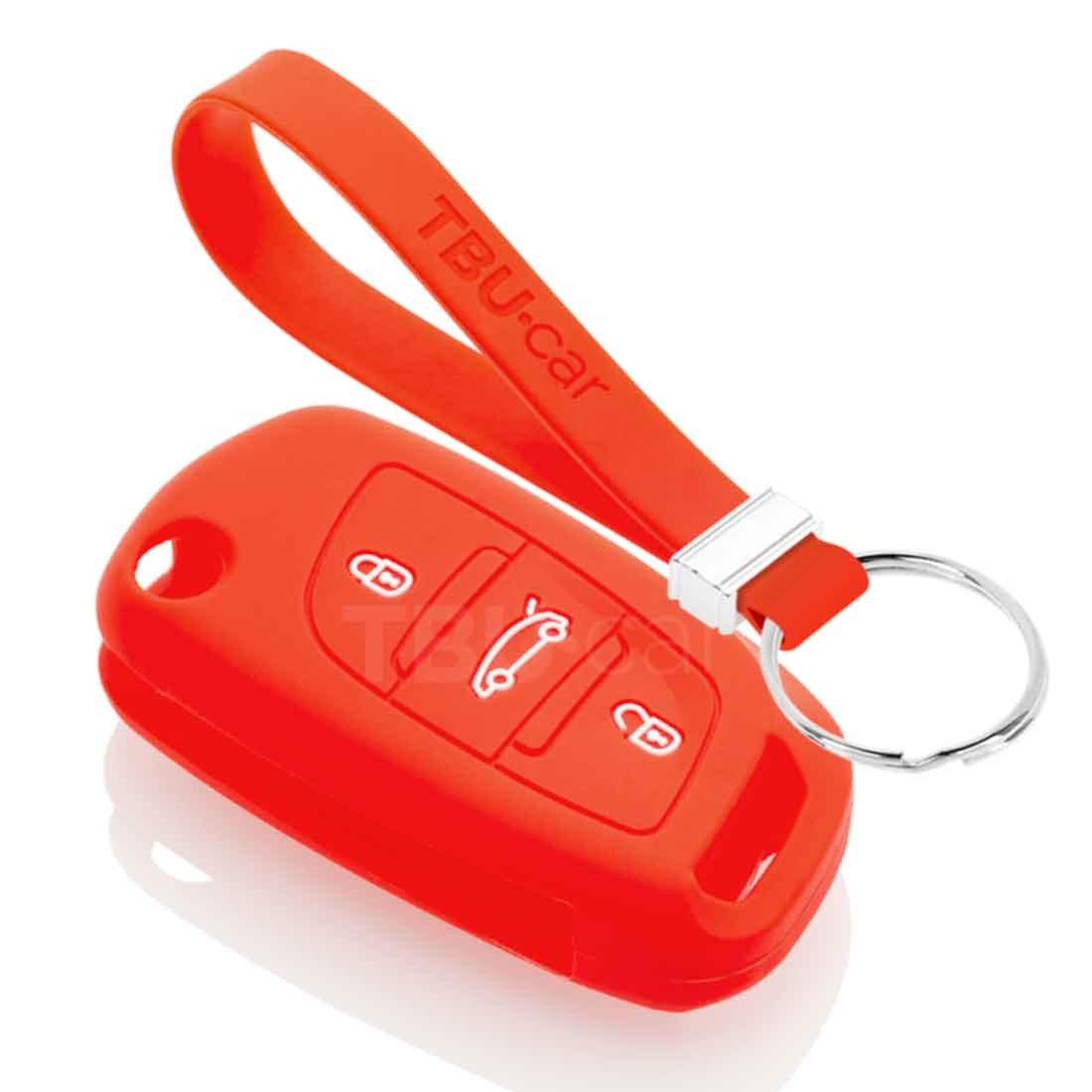 TBU car TBU car Car key cover compatible with Peugeot - Silicone Protective Remote Key Shell - FOB Case Cover - Red