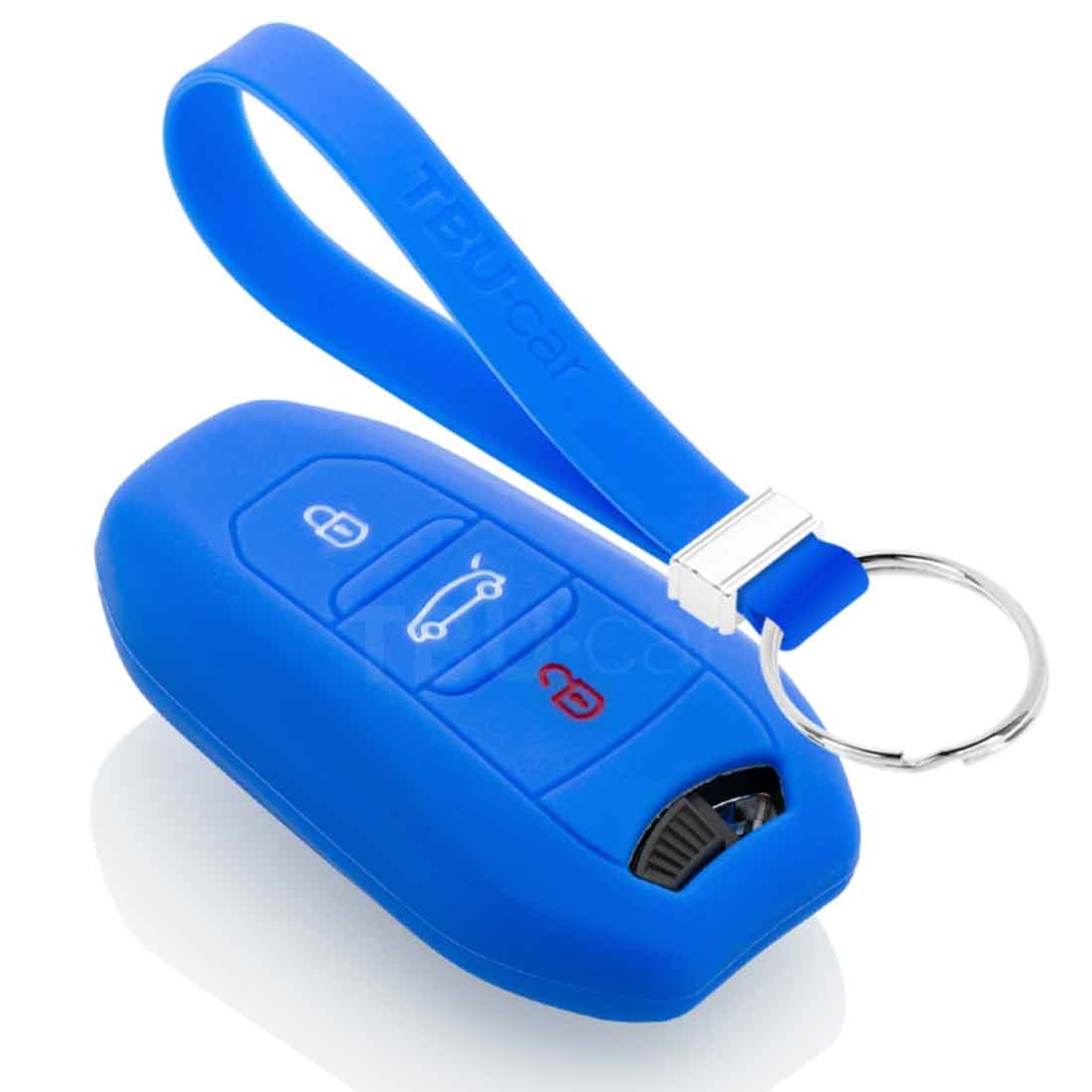 TBU car Peugeot Capa Silicone Chave do carro - Capa protetora - Tampa remota FOB - Azul