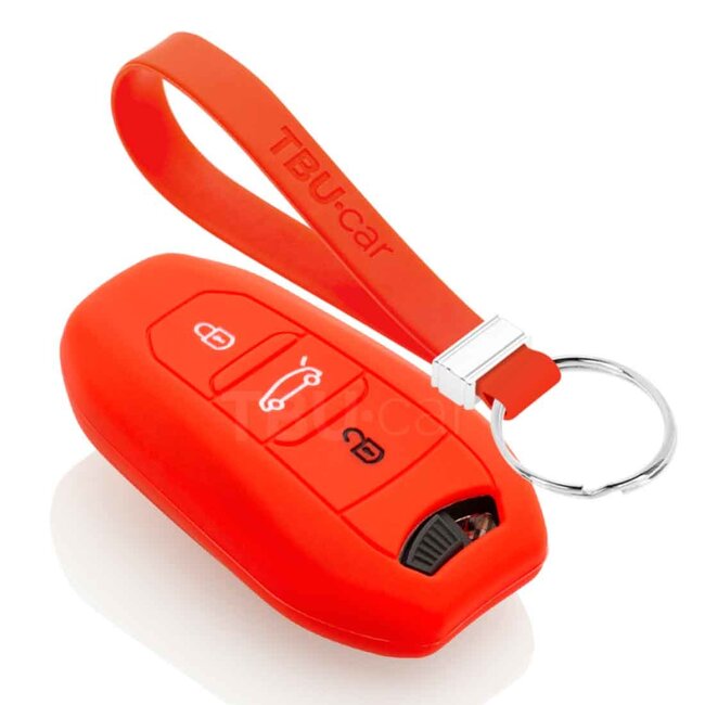 Funda Carcasa llave compatible con Peugeot - Funda de Silicona - Cover de Llave Coche - Rojo