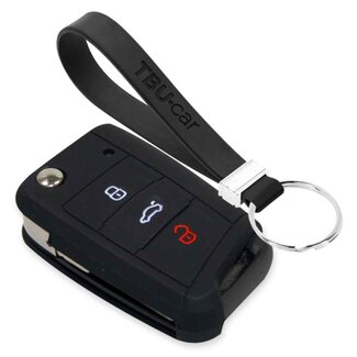 TBU car® Housse de Protection clé compatible avec Volkswagen - Coque Cover Housse étui en Silicone - Noir