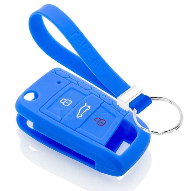 Autoschlüssel Hülle kompatibel mit VW GTI / R-Line 3 Tasten - Schutzhülle aus Silikon - Auto Schlüsselhülle Cover in Blau