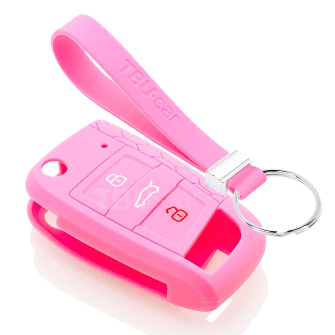 TBU car TBU car Funda Carcasa llave compatible con VW - Funda de Silicona - Cover de Llave Coche - Rosa