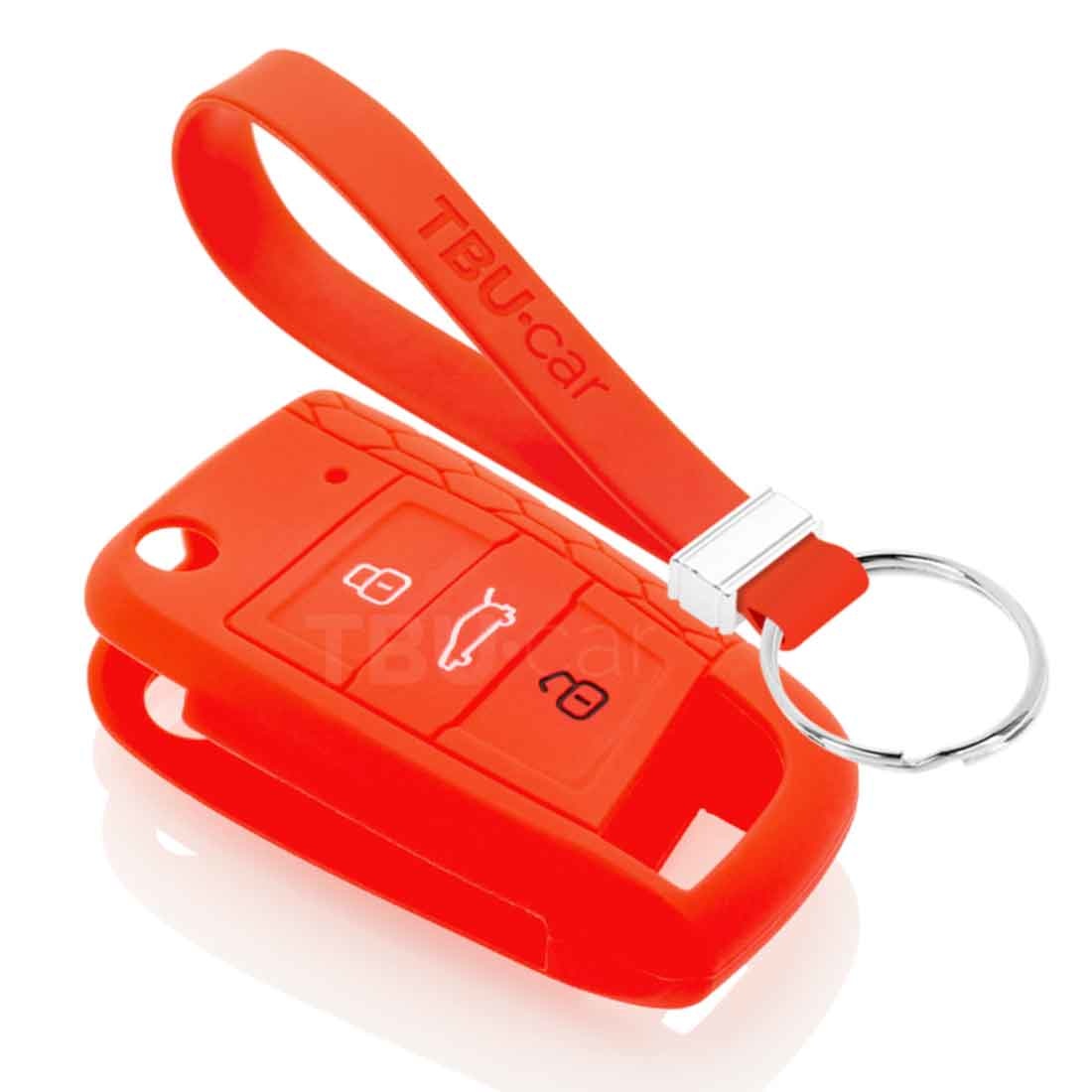 TBU car TBU car Car key cover compatible with VW - Silicone Protective Remote Key Shell - FOB Case Cover - Red
