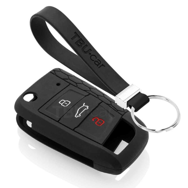 TBU car Autoschlüssel Hülle kompatibel mit VW GTI / R-Line 3 Tasten - Schutzhülle aus Silikon - Auto Schlüsselhülle Cover in Schwarz