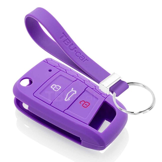 Capa para chave do carro compatível com VW - Capa Protetora de Chave Remota de Silicone - Tampa Remota FOB - Roxo