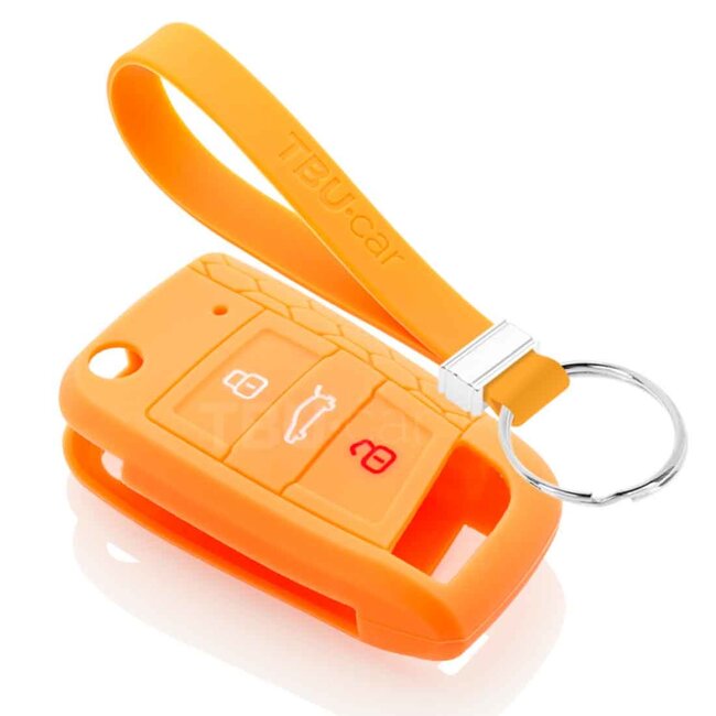 Funda Carcasa llave compatible con VW - Funda de Silicona - Cover de Llave Coche - Naranja
