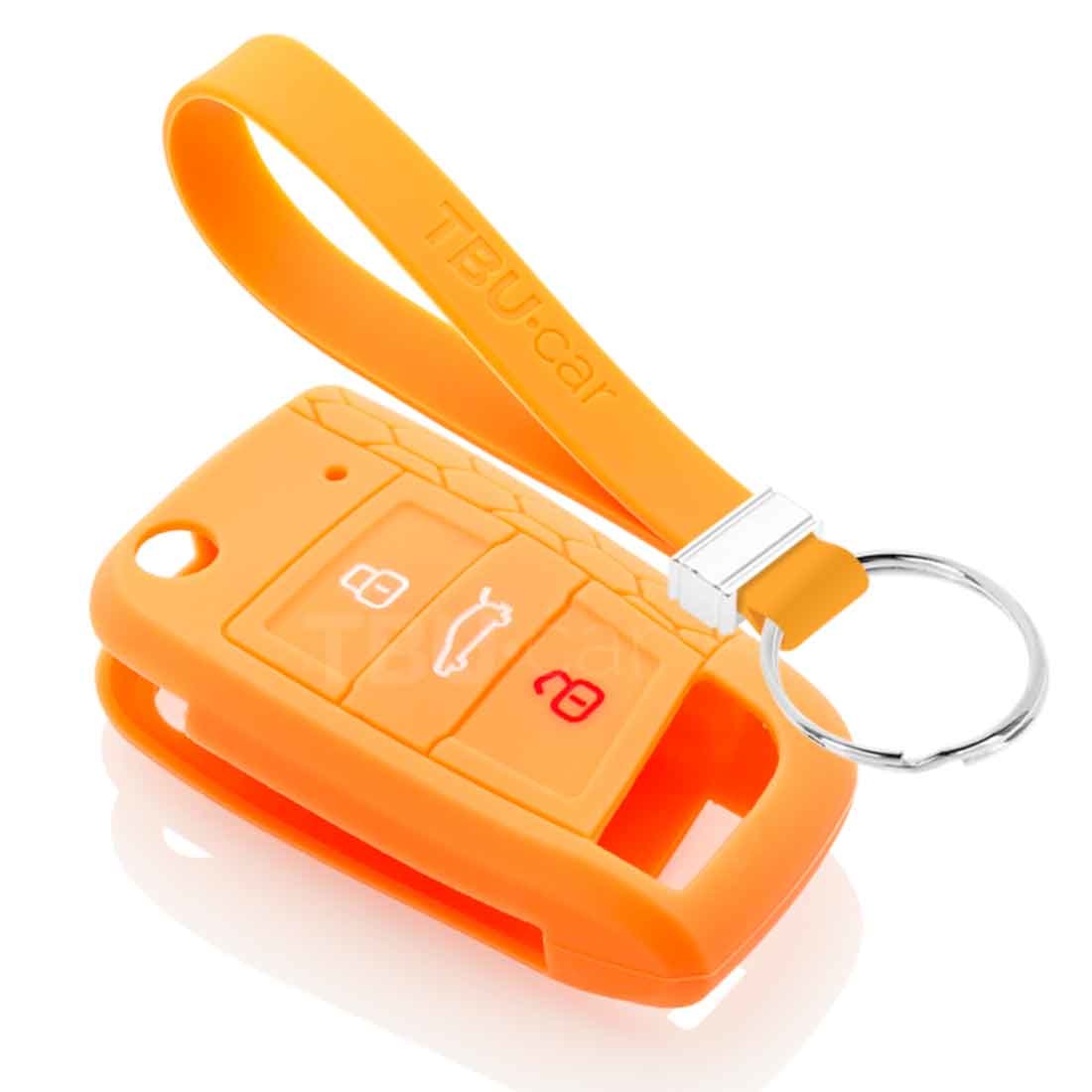 TBU car TBU car Funda Carcasa llave compatible con VW - Funda de Silicona - Cover de Llave Coche - Naranja