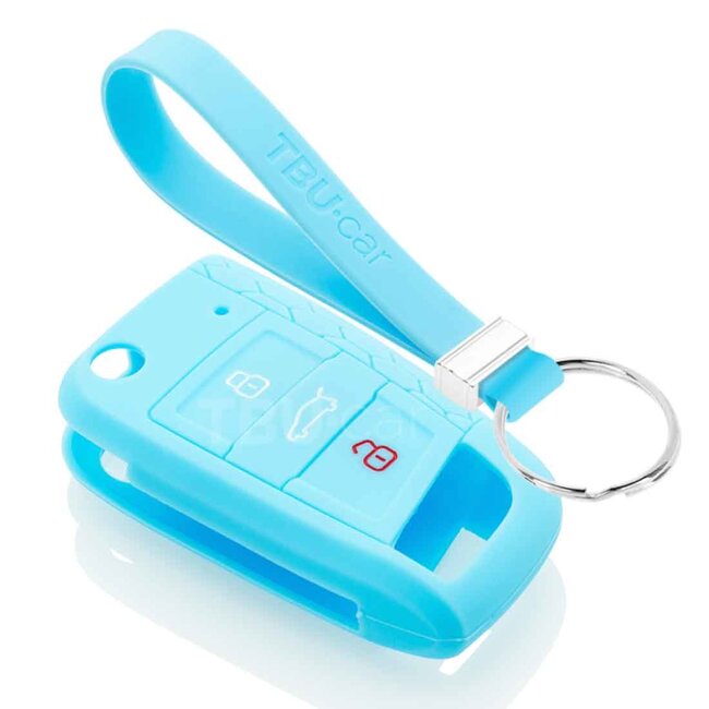 Capa para chave do carro compatível com VW - Capa Protetora de Chave Remota de Silicone - Tampa Remota FOB - Azul claro