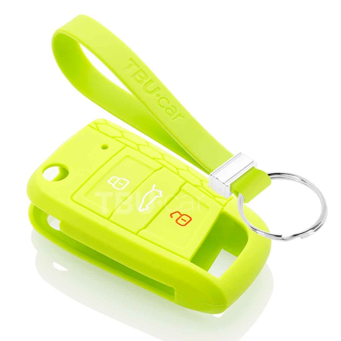 TBU car TBU car Car key cover compatible with VW - Silicone Protective Remote Key Shell - FOB Case Cover - Lime green