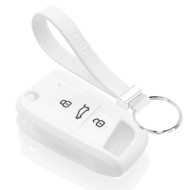 Autoschlüssel Hülle kompatibel mit VW GTI / R-Line 3 Tasten - Schutzhülle aus Silikon - Auto Schlüsselhülle Cover in Weiß