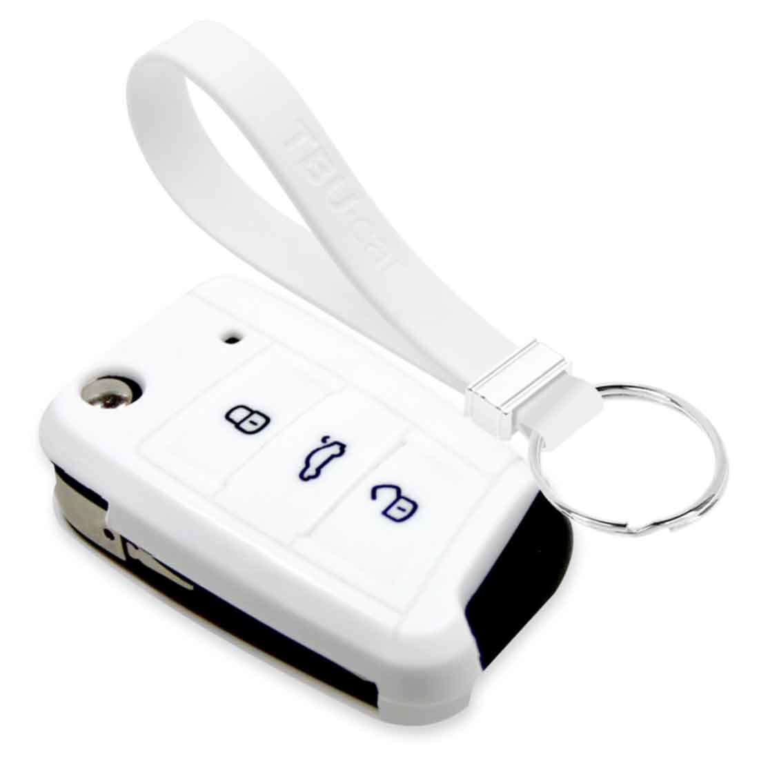 TBU car TBU car Car key cover compatible with Skoda - Silicone Protective Remote Key Shell - FOB Case Cover - White