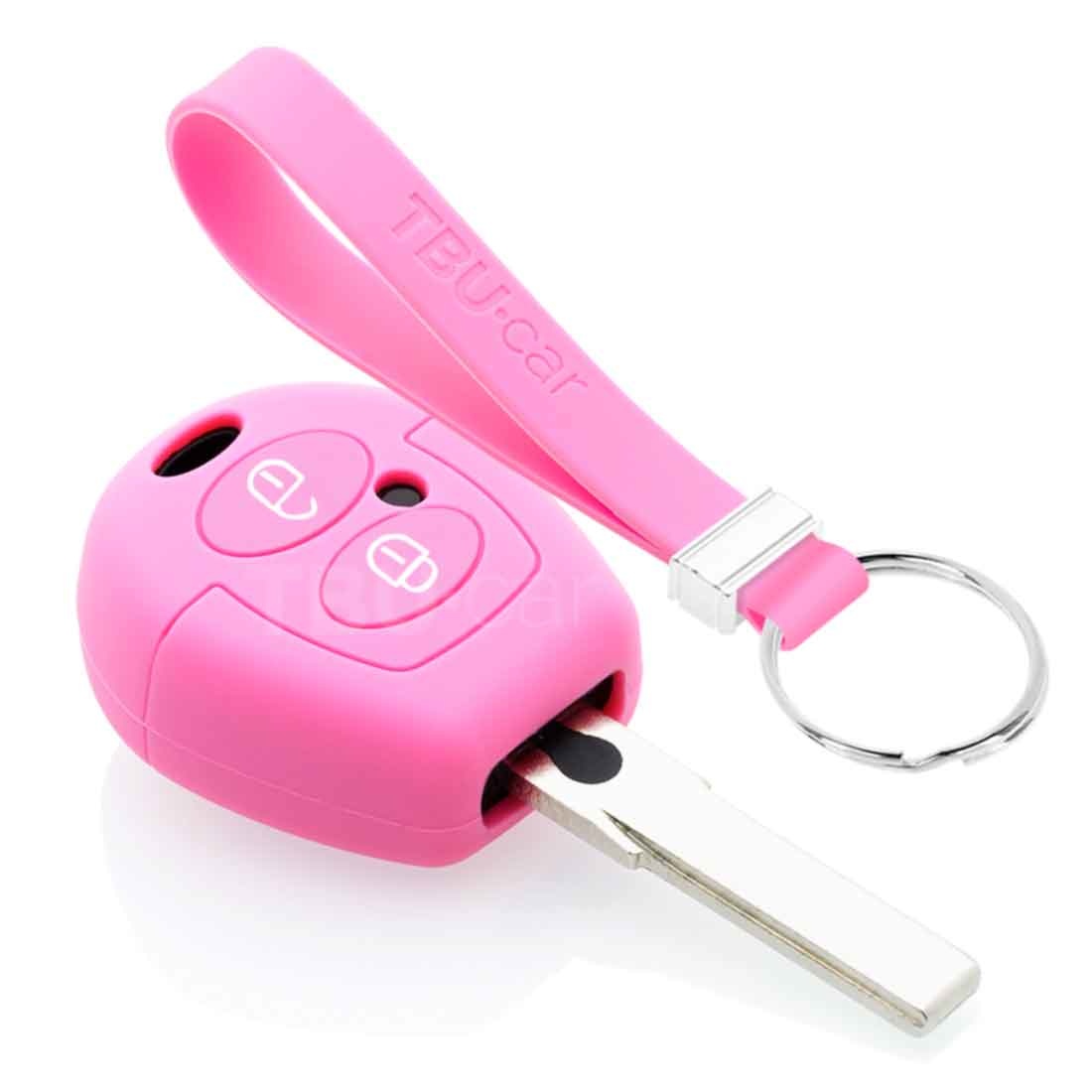 TBU car TBU car Car key cover compatible with Skoda - Silicone Protective Remote Key Shell - FOB Case Cover - Pink