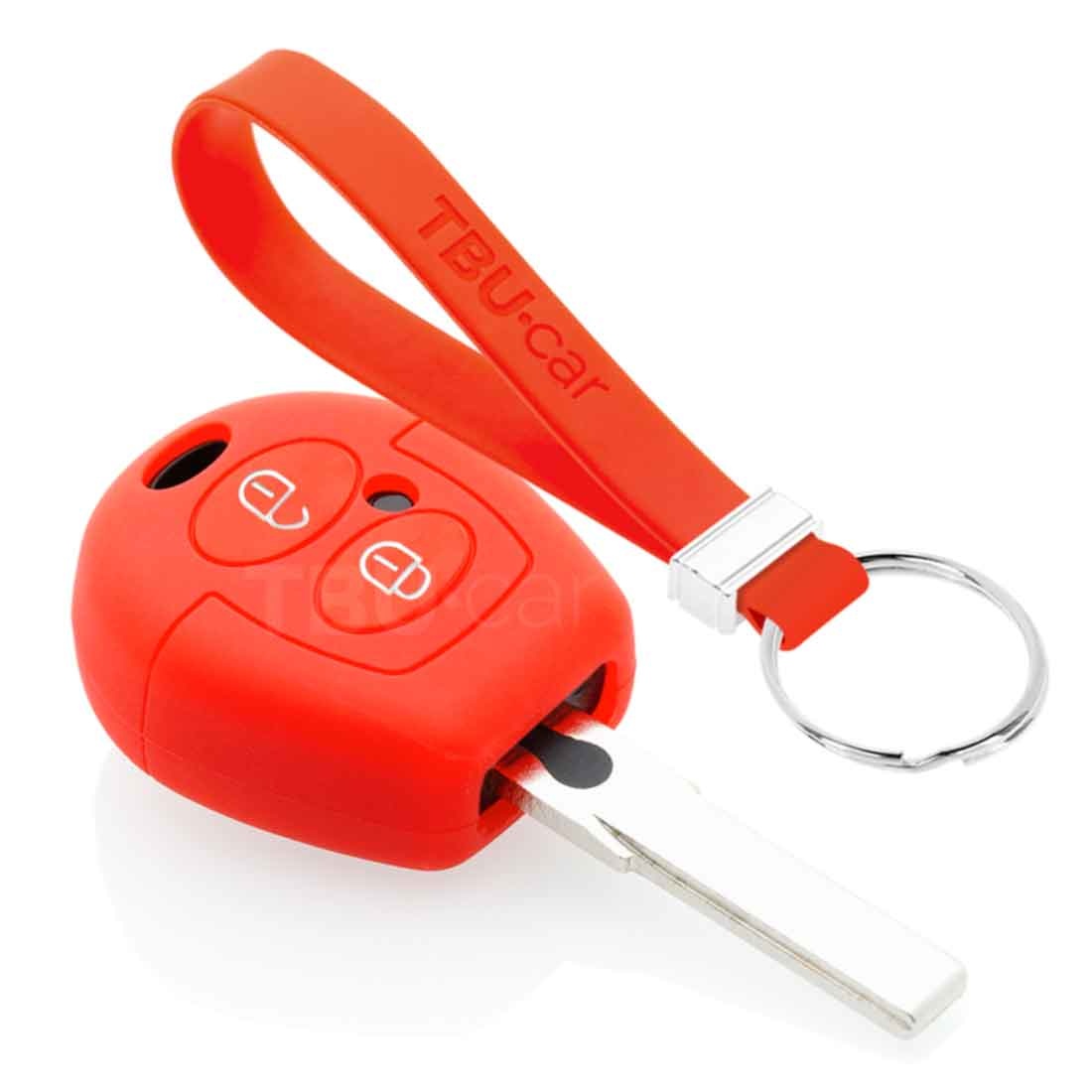 TBU car TBU car Car key cover compatible with Skoda - Silicone Protective Remote Key Shell - FOB Case Cover - Red