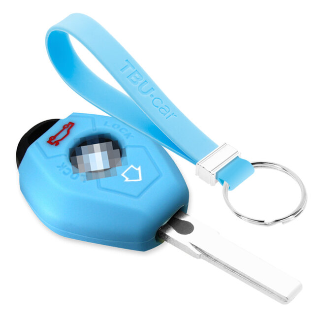 Capa para chave do carro compatível com BMW - Capa Protetora de Chave Remota de Silicone - Tampa Remota FOB - Azul claro
