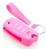 TBU car TBU car Autoschlüssel Hülle kompatibel mit Jeep 4 Tasten - Schutzhülle aus Silikon - Auto Schlüsselhülle Cover in Rosa