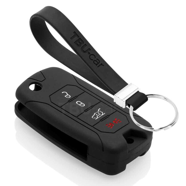 Capa para chave do carro compatível com Jeep - Capa Protetora de Chave Remota de Silicone - Tampa Remota FOB - Preto