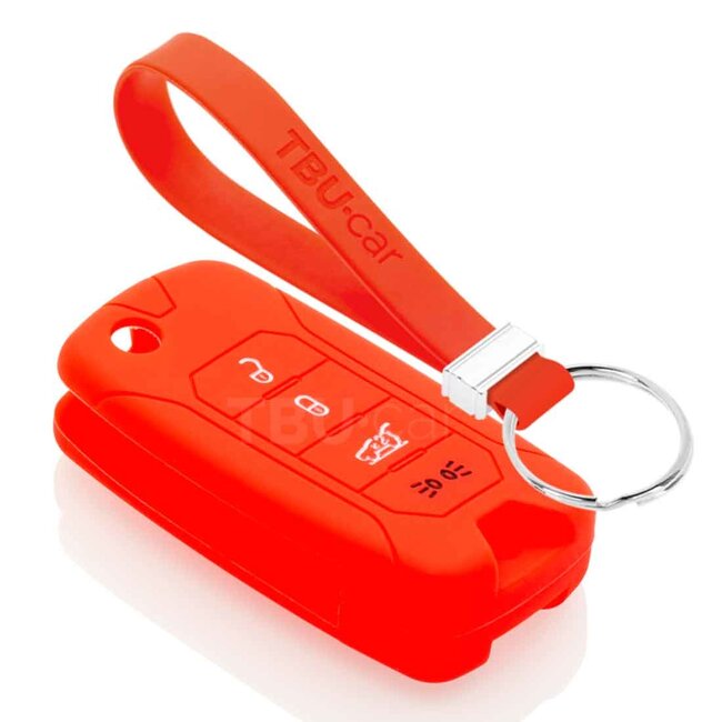 Capa para chave do carro compatível com Jeep - Capa Protetora de Chave Remota de Silicone - Tampa Remota FOB - Vermelho