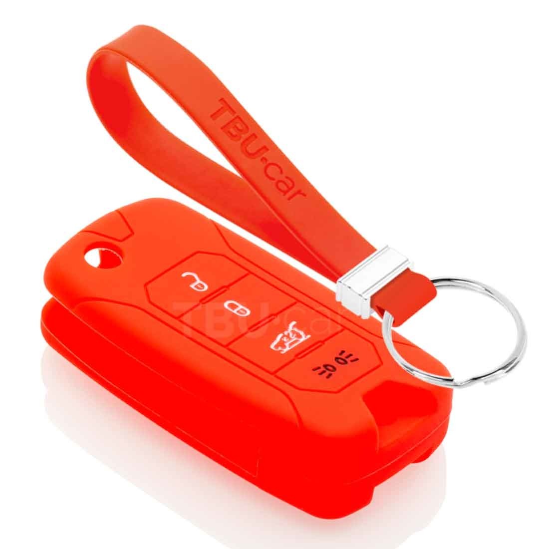 TBU car TBU car Autoschlüssel Hülle kompatibel mit Jeep 4 Tasten - Schutzhülle aus Silikon - Auto Schlüsselhülle Cover in Rot