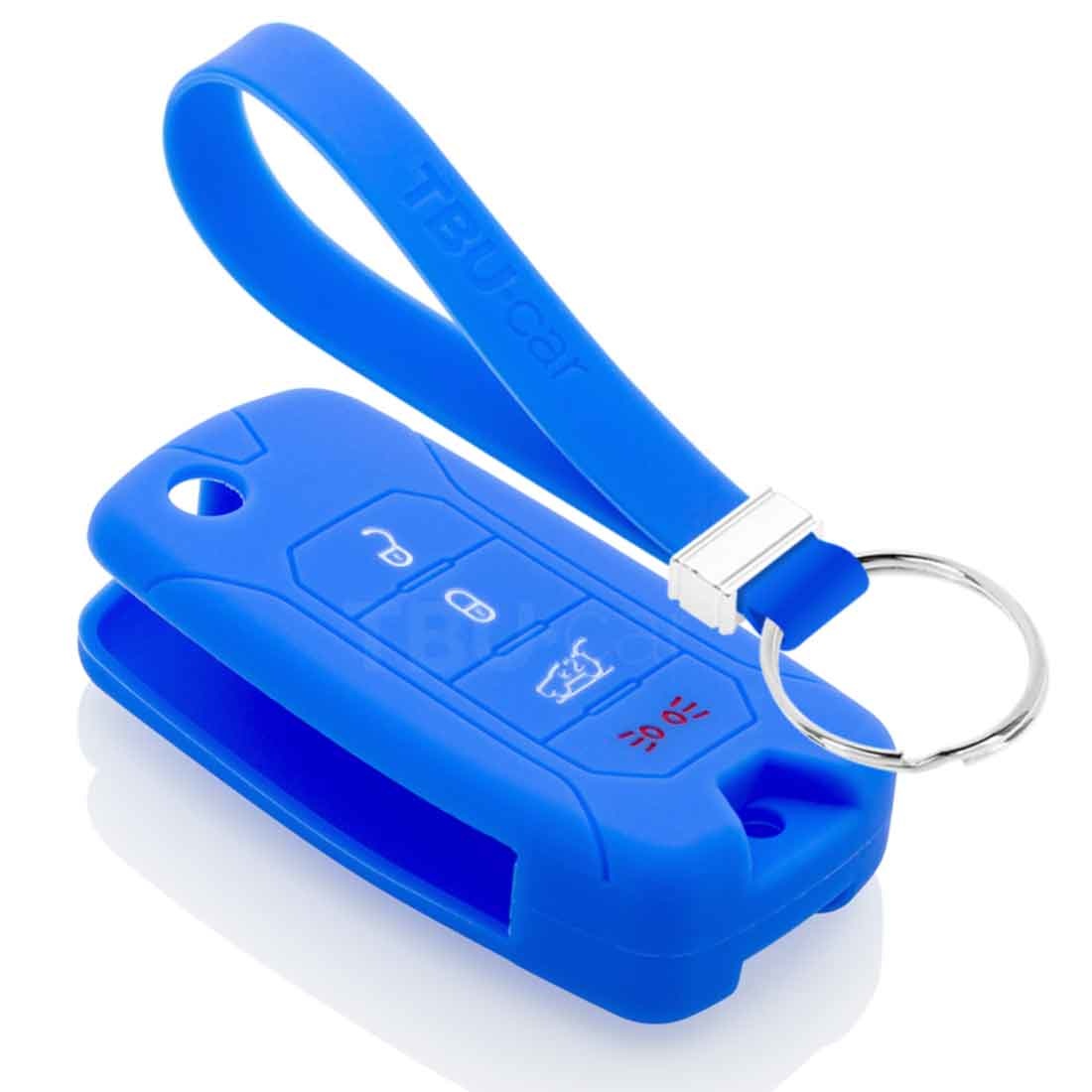 TBU car TBU car Autoschlüssel Hülle kompatibel mit Jeep 4 Tasten - Schutzhülle aus Silikon - Auto Schlüsselhülle Cover in Blau