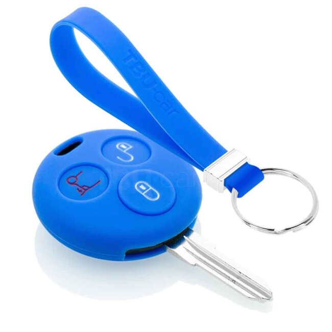Capa para chave do carro compatível com Smart - Capa Protetora de Chave Remota de Silicone - Tampa Remota FOB - Azul