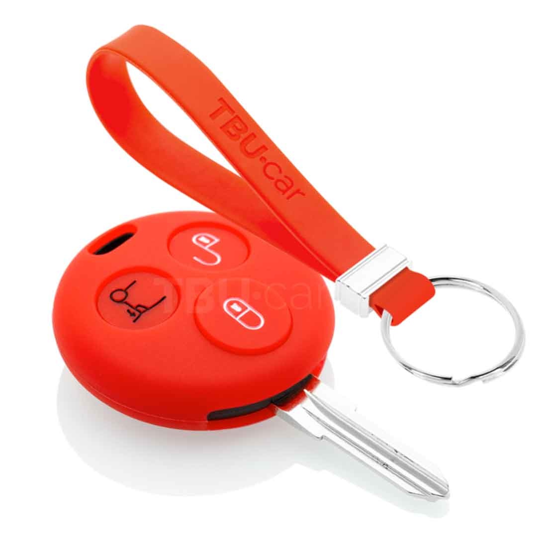 TBU car TBU car Autoschlüssel Hülle kompatibel mit Smart 3 Tasten - Schutzhülle aus Silikon - Auto Schlüsselhülle Cover in Rot
