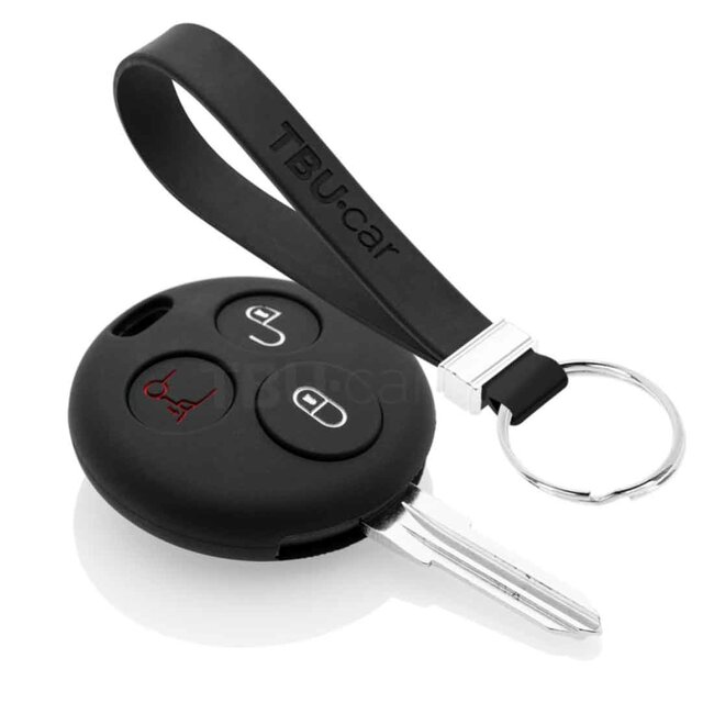 Capa para chave do carro compatível com Smart - Capa Protetora de Chave Remota de Silicone - Tampa Remota FOB - Preto