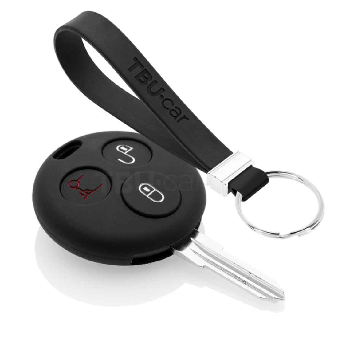 TBU car TBU car Autoschlüssel Hülle kompatibel mit Smart 3 Tasten - Schutzhülle aus Silikon - Auto Schlüsselhülle Cover in Schwarz