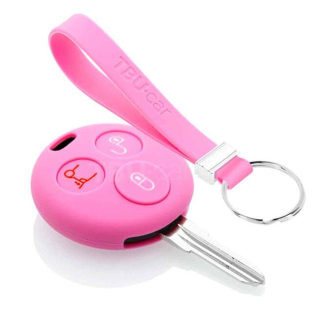 Housse de Protection clé compatible avec Smart - Coque Cover Housse étui en Silicone - Rose