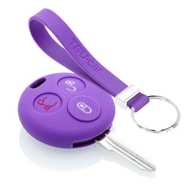 Car key cover compatible with Smart - Silicone Protective Remote Key Shell - FOB Case Cover - Purple