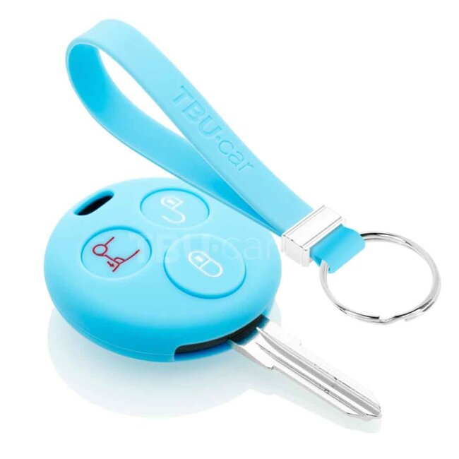 Capa para chave do carro compatível com Smart - Capa Protetora de Chave Remota de Silicone - Tampa Remota FOB - Azul claro