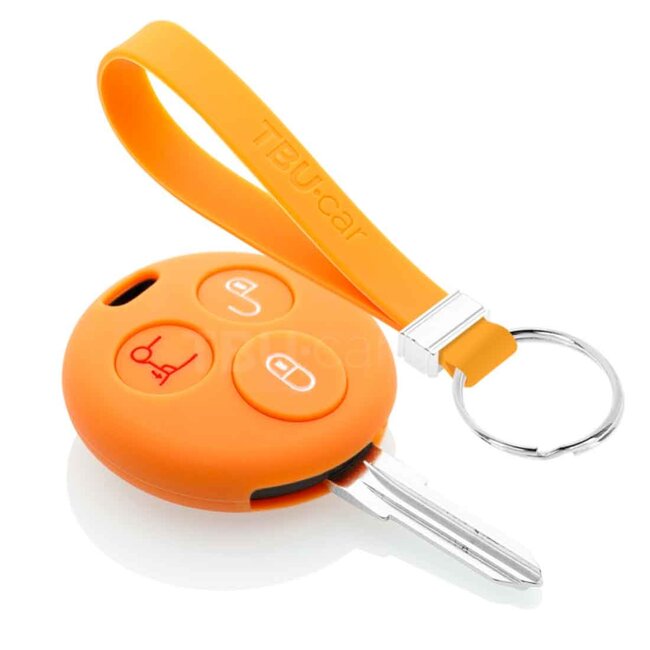 Capa para chave do carro compatível com Smart - Capa Protetora de Chave Remota de Silicone - Tampa Remota FOB - Laranja