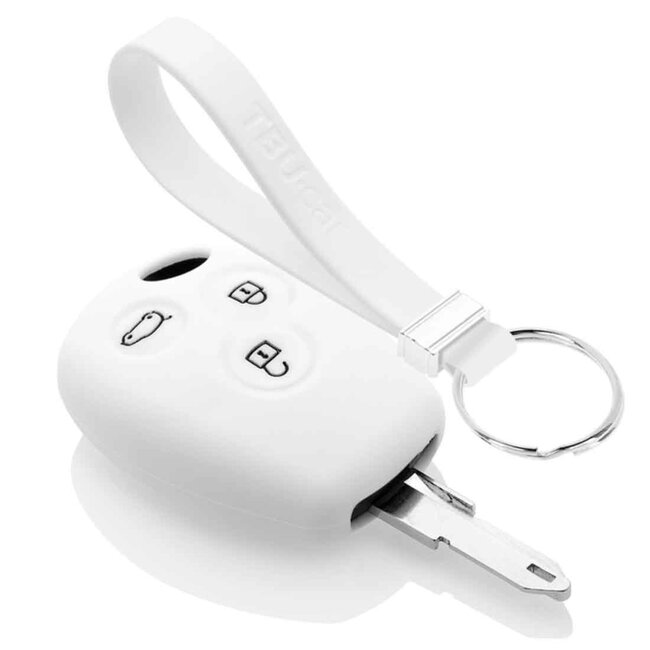 Autoschlüssel Hülle kompatibel mit Smart 3 Tasten - Schutzhülle aus Silikon - Auto Schlüsselhülle Cover in Weiß