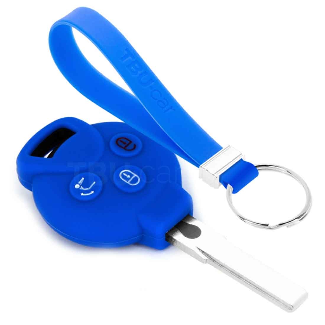 TBU car TBU car Car key cover compatible with Smart - Silicone Protective Remote Key Shell - FOB Case Cover - Blue
