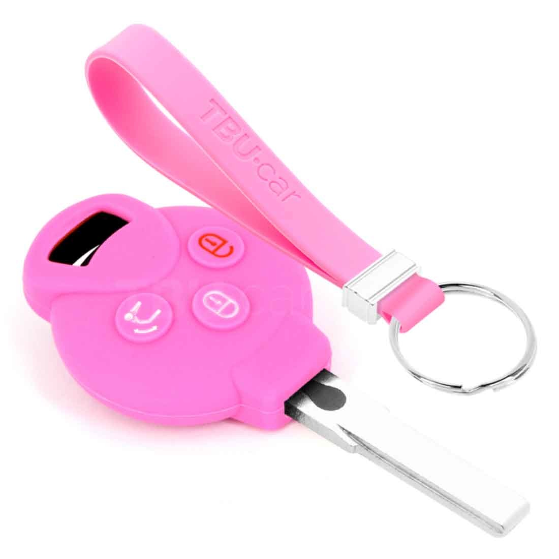 TBU car TBU car Car key cover compatible with Smart - Silicone Protective Remote Key Shell - FOB Case Cover - Pink