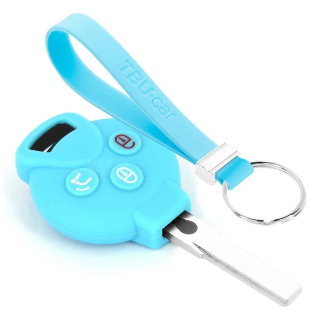 Capa para chave do carro compatível com Smart - Capa Protetora de Chave Remota de Silicone - Tampa Remota FOB - Azul claro