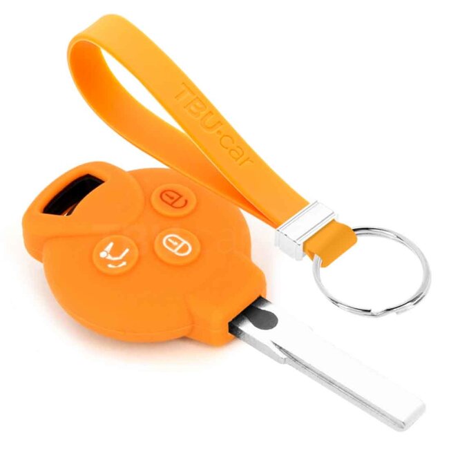 Capa para chave do carro compatível com Smart - Capa Protetora de Chave Remota de Silicone - Tampa Remota FOB - Laranja