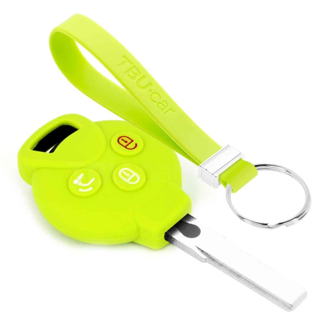 TBU car TBU car Car key cover compatible with Smart - Silicone Protective Remote Key Shell - FOB Case Cover - Lime green