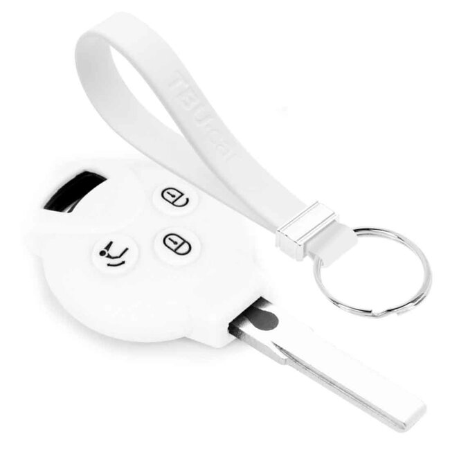 Capa para chave do carro compatível com Smart - Capa Protetora de Chave Remota de Silicone - Tampa Remota FOB - Branco