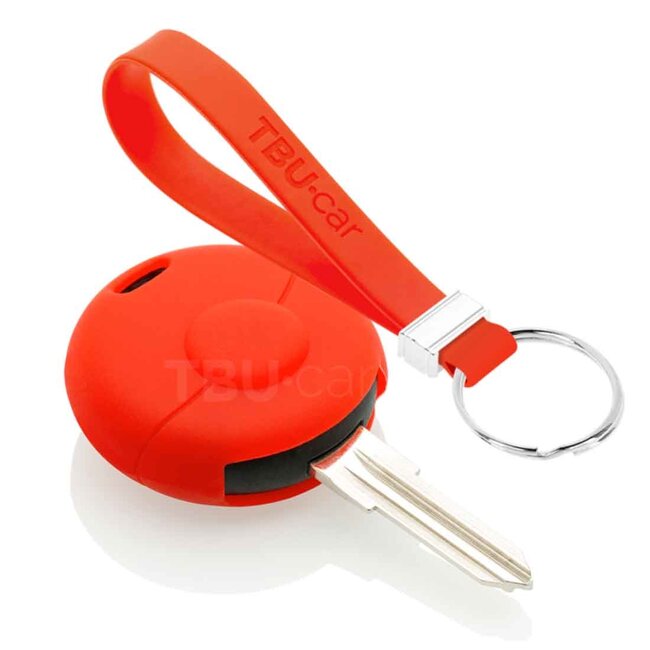Autoschlüssel Hülle kompatibel mit Smart 1 Taste - Schutzhülle aus Silikon - Auto Schlüsselhülle Cover in Rot