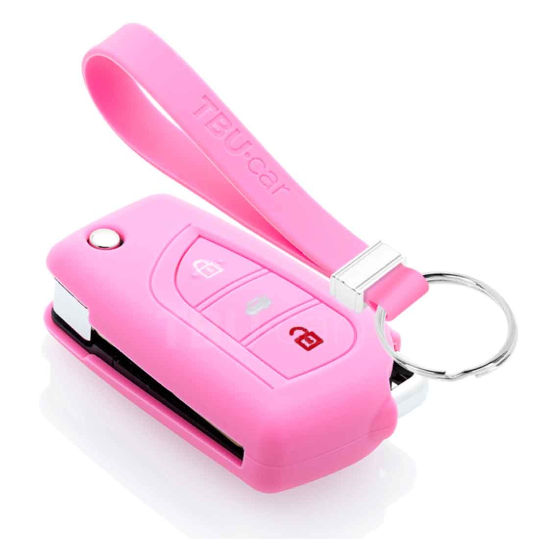 TBU car TBU car Housse de Protection clé compatible avec Peugeot - Coque Cover Housse étui en Silicone - Rose