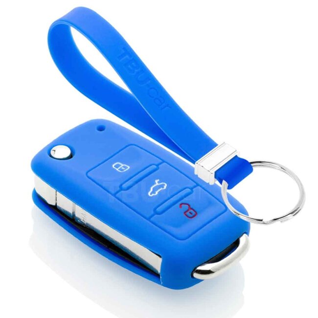 Capa para chave do carro compatível com VW - Capa Protetora de Chave Remota de Silicone - Tampa Remota FOB - Azul